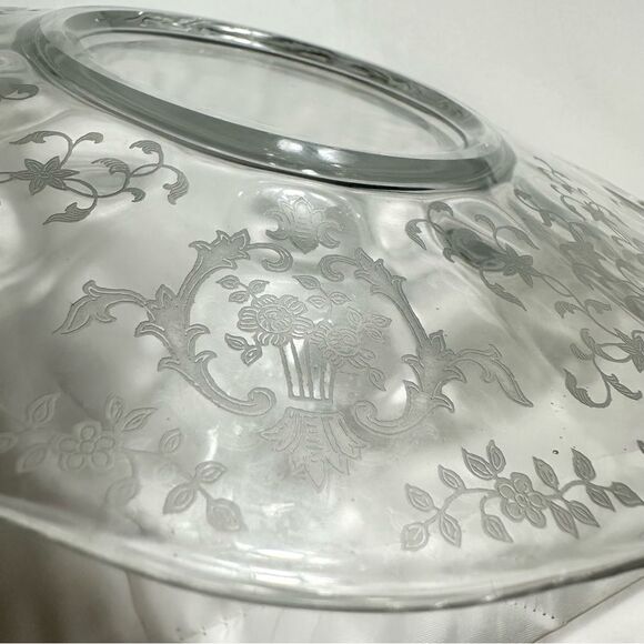 Fostoria VTG Glass Baroque Etched Chintz Handled Cake Plate Platter Dish 13.5” - Picture 3 of 11
